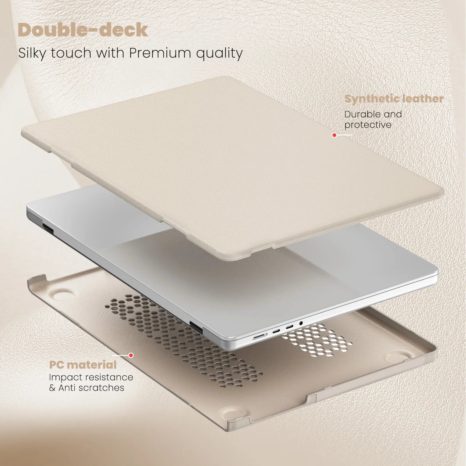 HKM-595923 Black, Gray, Pink, Gold PU Laptop Kickstand Cover for MacBook Air 13 (2018/2020) Model A2337 M1, A2179, A1932