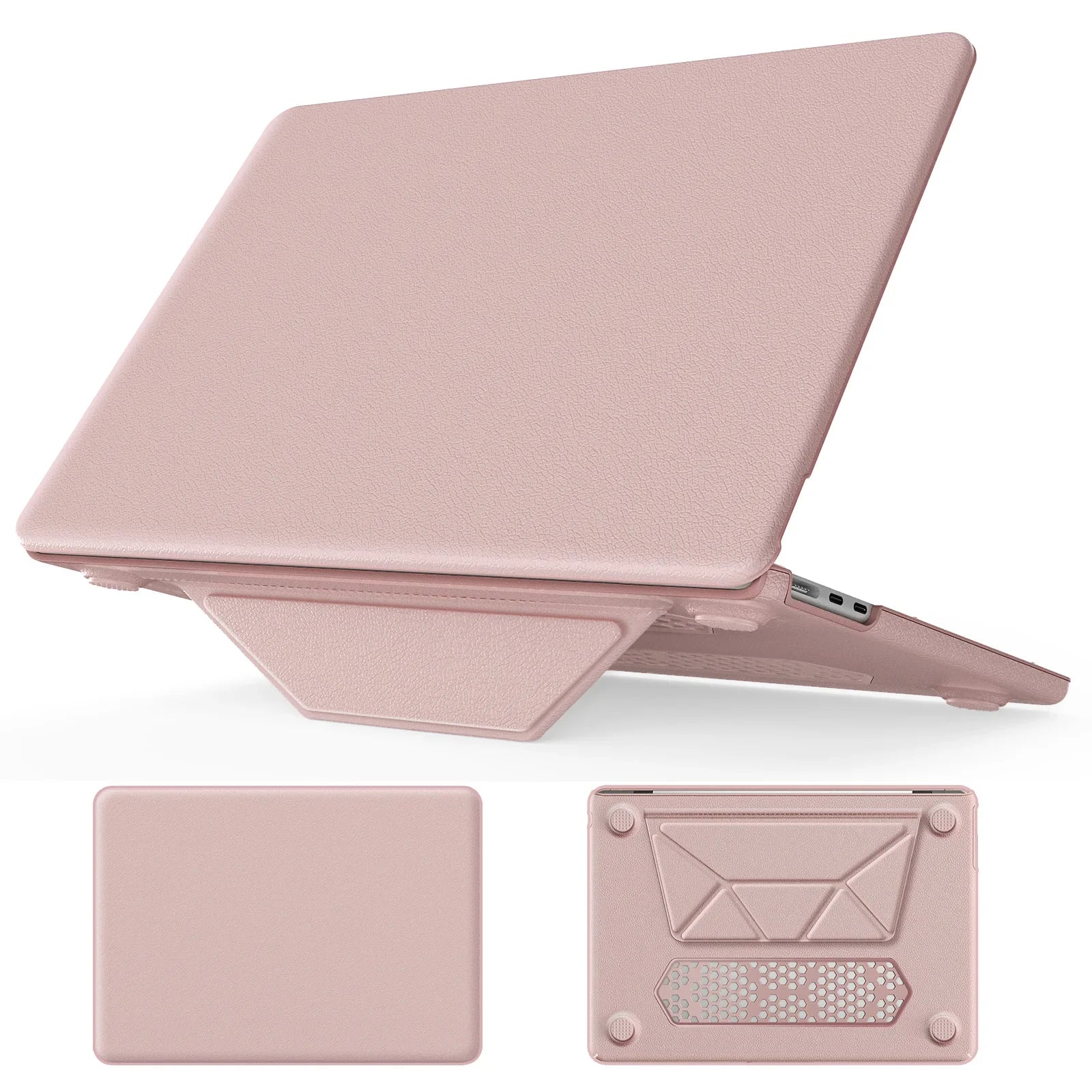 HKM-595923 Black, Gray, Pink, Gold PU Laptop Kickstand Cover for MacBook Air 13 (2018/2020) Model A2337 M1, A2179, A1932