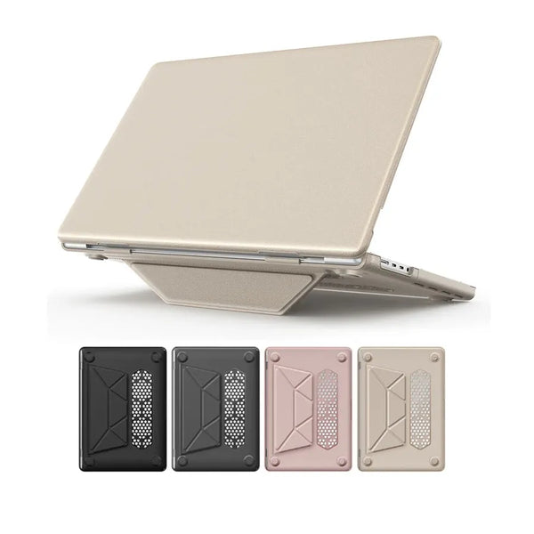HKM-595923 Black, Gray, Pink, Gold PU Laptop Kickstand Cover for MacBook Air 13 (2018/2020) Model A2337 M1, A2179, A1932