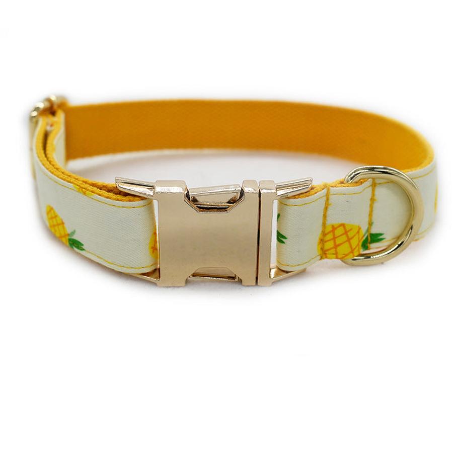 HKM-595923 Yellow Pineapple Dog Collar - Durable Nylon Material, Available in Multiple Sizes (S, M, L, XL)