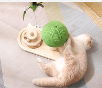 HKM-5959869 Wooden Cat Tree with Double Sisal Balls - Interactive Scratching Post and Exercise Toy for Cats