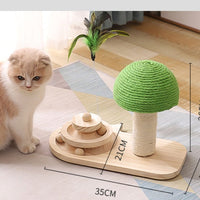 HKM-5959869 Wooden Cat Tree with Double Sisal Balls - Interactive Scratching Post and Exercise Toy for Cats