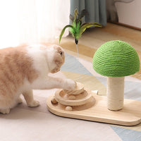 HKM-5959869 Wooden Cat Tree with Double Sisal Balls - Interactive Scratching Post and Exercise Toy for Cats
