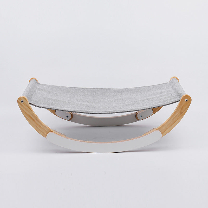 HKM-5960637 Solid Wood Cat Hammock Pet Bed with Breathable Fabric for All Seasons