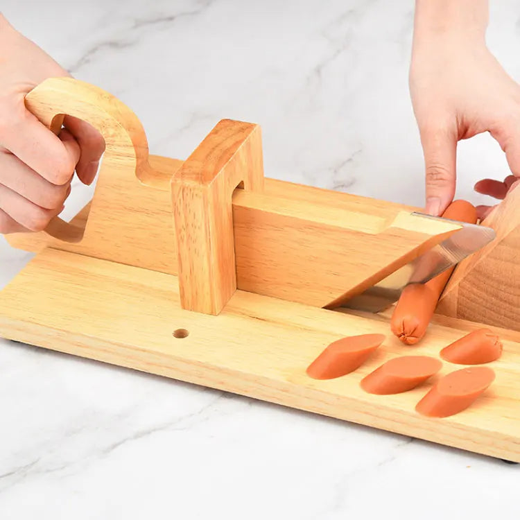 HKM-596115 Wooden Rectangle Salami Slicer for Hassle-Free Cutting of Ham, Hard Cheese, and Vegetables