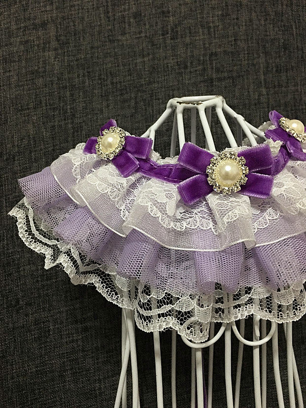 HKM-5961277 Purple Pet Bow Tie Collar for Dogs and Cats, Lace Design, Cloth Material, XS to XL Sizes