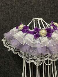 HKM-5961277 Purple Pet Bow Tie Collar for Dogs and Cats, Lace Design, Cloth Material, XS to XL Sizes