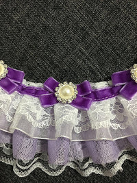 HKM-5961277 Purple Pet Bow Tie Collar for Dogs and Cats, Lace Design, Cloth Material, XS to XL Sizes