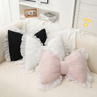 HKM-596179 Butterfly-Shaped Waist Pillow with Lace Trim for Home and Office Use - Soft PP Cotton, 40x32cm