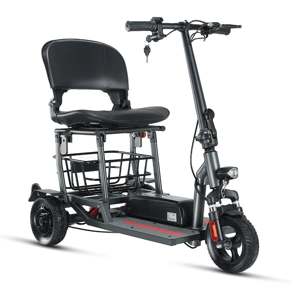 HKM-596243 Lightweight Portable Electric 3-Wheel Mobility Scooter for Easy Travel, 20KM Range, 10km/h Max Speed
