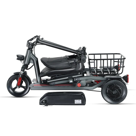 HKM-596243 Lightweight Portable Electric 3-Wheel Mobility Scooter for Easy Travel, 20KM Range, 10km/h Max Speed