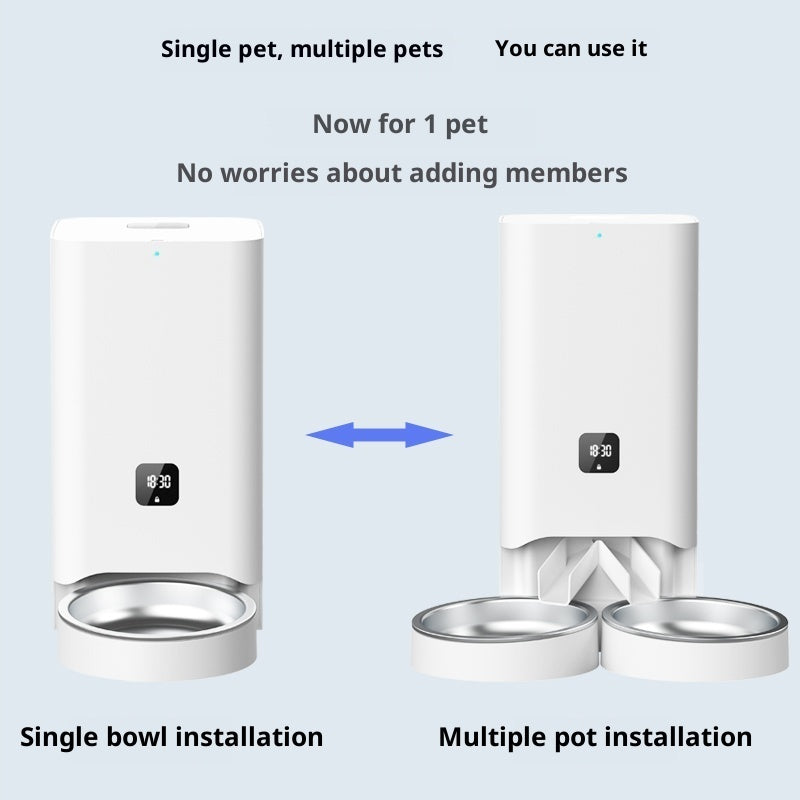 HKM-5962813 Smart Automatic Pet Feeder with Timed Feeding and Mobile Control, Includes 3 Stainless Steel Bowls