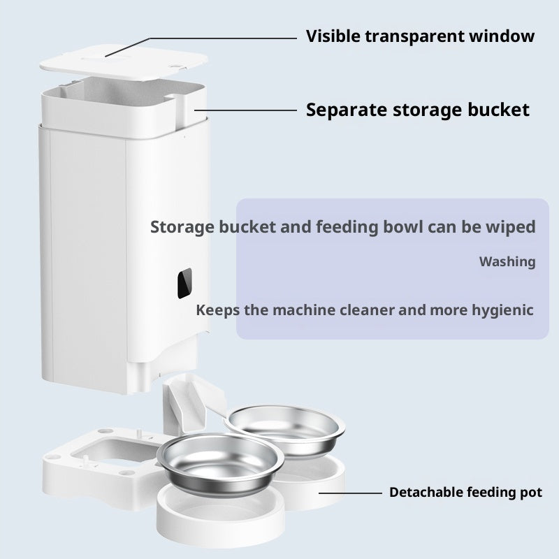 HKM-5962813 Smart Automatic Pet Feeder with Timed Feeding and Mobile Control, Includes 3 Stainless Steel Bowls