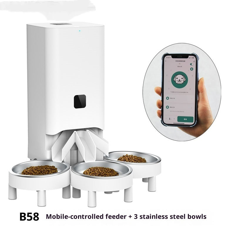 HKM-5962813 Smart Automatic Pet Feeder with Timed Feeding and Mobile Control, Includes 3 Stainless Steel Bowls