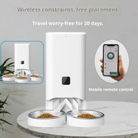 HKM-5962813 Smart Automatic Pet Feeder with Timed Feeding and Mobile Control, Includes 3 Stainless Steel Bowls