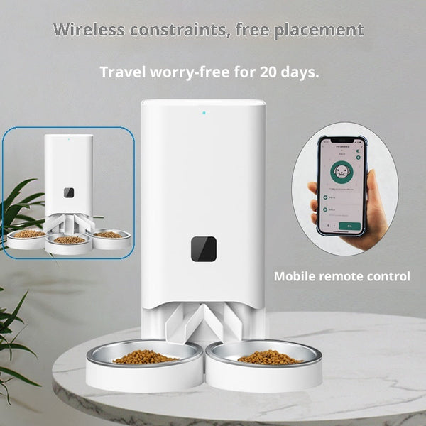HKM-5962813 Smart Automatic Pet Feeder with Timed Feeding and Mobile Control, Includes 3 Stainless Steel Bowls
