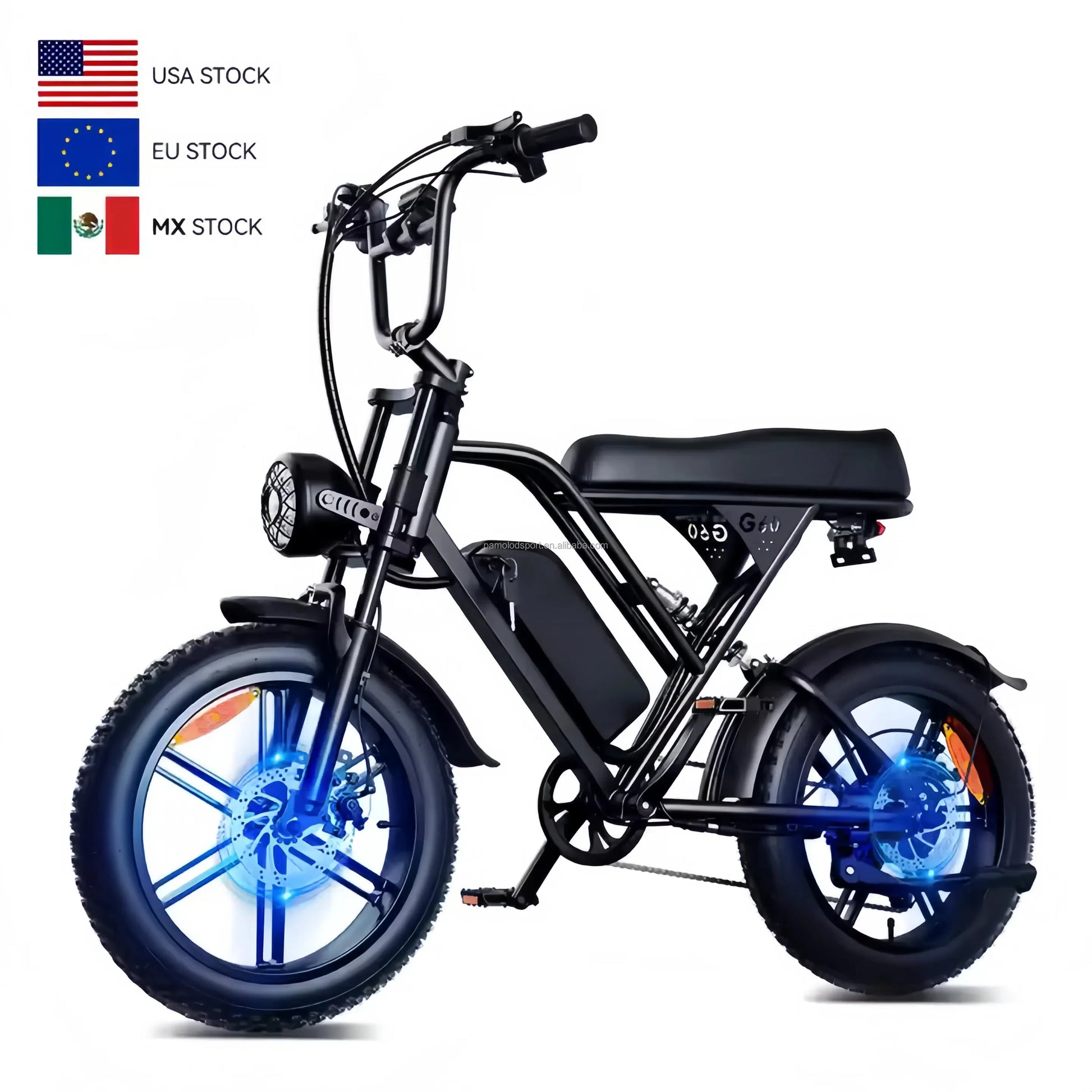 HKM-596307 Adult Electric Bike G60 with 1000W Motor, 7-Speed, 20x4 Fat Tires, 48V Lithium Battery, Disc Brakes, and Improved Range for City and Off-Road Use