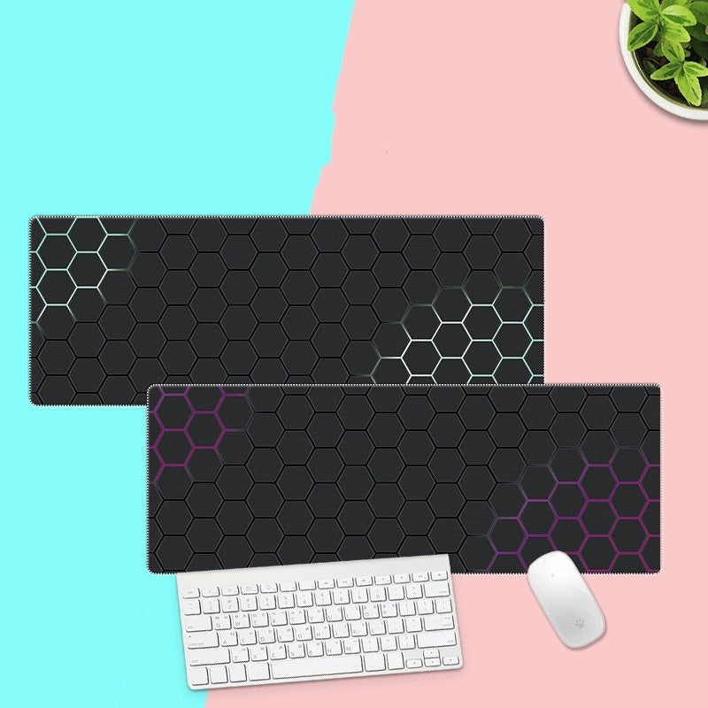 HKM-596307 Hexagonal Oversized Gaming Desk Mat with Non-Slip Rubber Base, 300x800mm and 400x900mm Options