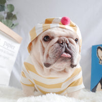 HKM-5963453 Stylish Stretch Striped Hoodie for Dogs in Dark Green and Ginger Yellow