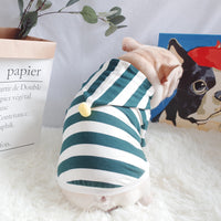 HKM-5963453 Stylish Stretch Striped Hoodie for Dogs in Dark Green and Ginger Yellow