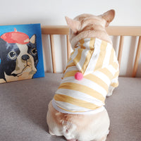 HKM-5963453 Stylish Stretch Striped Hoodie for Dogs in Dark Green and Ginger Yellow