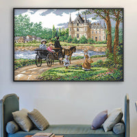 HKM-596371 Landscape Cross Stitch Embroidery Kit with Ecological Cotton Fabric