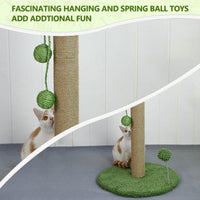 HKM-5963837 Sisal Scratching Post with Double Hanging Balls for Cat Claw Grinding, 62cm/82cm