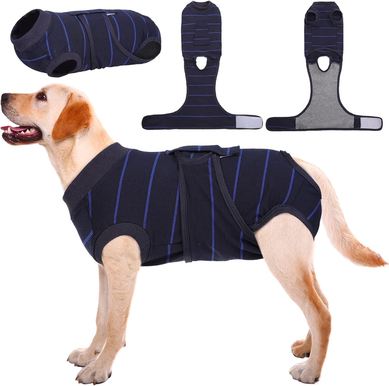 HKM-5964093 Anti-Licking Dog Rehabilitation Jumpsuit - Black, Multiple Sizes Available