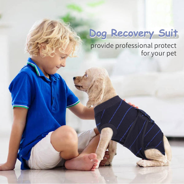 HKM-5964093 Anti-Licking Dog Rehabilitation Jumpsuit - Black, Multiple Sizes Available
