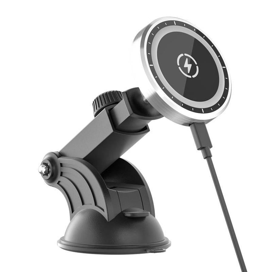 HKM-596435 Magnetic Wireless Car Charger for iPhone 12 Series - Fast Charging Dashboard Mount with 360° Rotation