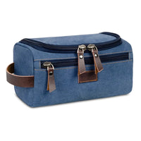 HKM-596435 Vintage Canvas Makeup Bag - Portable Large Capacity Storage Tote in Black, Dark Grey, and Blue