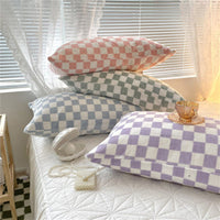 HKM-596499 Double-Sided Plaid Flannel Pillowcase Set in Multiple Colors