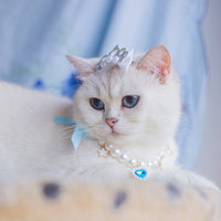 HKM-5966397 Classic Style Pet Skirt Dress with Flower Headpiece and Optional Necklace in Blue and Pink