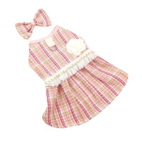 HKM-5966397 Classic Style Pet Skirt Dress with Flower Headpiece and Optional Necklace in Blue and Pink