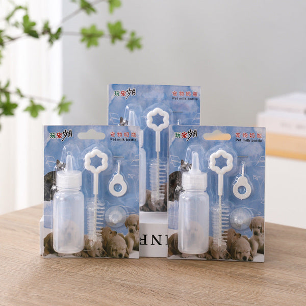HKM-5966653 60 Ml Pet Milk Bottle for Dogs and Cats - Feeding Bottle Set with Nipple and Brush