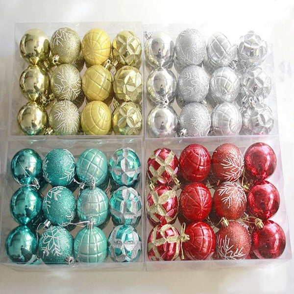 HKM-596819 Electroplated 6cm Painted Ball Ornaments - 24 Pcs in Assorted Colors for Decorations and Gifts