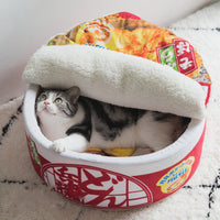 HKM-5968829 Cozy Instant Noodle-Shaped Cat Nest for Pets - Soft and Warm Plush Bed