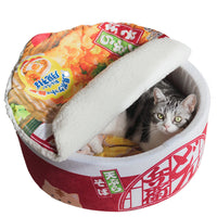 HKM-5968829 Cozy Instant Noodle-Shaped Cat Nest for Pets - Soft and Warm Plush Bed