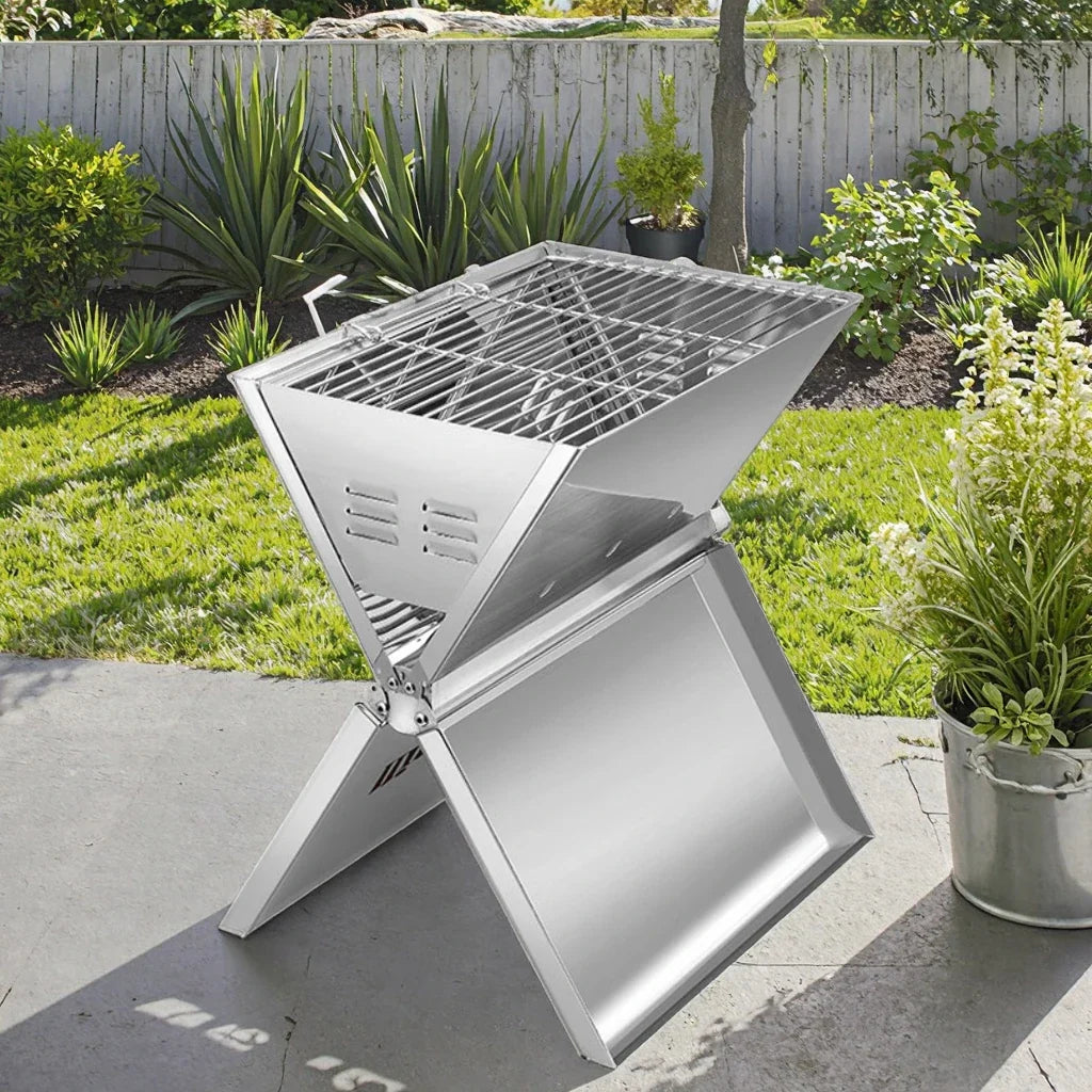 HKM-596883 Stainless Steel Portable Indoor Barbecue Grill for 2-3 Persons with Tube Burners