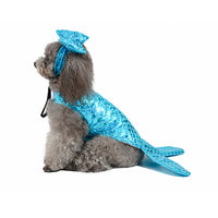 HKM-5968957 Mermaid-Themed Blue Dog and Cat Clothing with Headwear for Small Pets