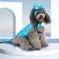 HKM-5968957 Mermaid-Themed Blue Dog and Cat Clothing with Headwear for Small Pets