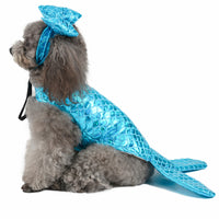 HKM-5968957 Mermaid-Themed Blue Dog and Cat Clothing with Headwear for Small Pets