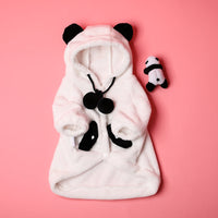 HKM-5969853 Cozy Cartoon Flannel Pet Sweater Coat for Corgis and Shiba Inus in White Panda Design