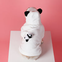 HKM-5969853 Cozy Cartoon Flannel Pet Sweater Coat for Corgis and Shiba Inus in White Panda Design