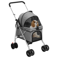 HKM-5970237 Foldable Pet Stroller with Sunshade - Portable 300D Oxford Fabric, 76x50x100 cm, Up to 15 kg Capacity
