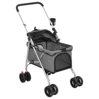 HKM-5970237 Foldable Pet Stroller with Sunshade - Portable 300D Oxford Fabric, 76x50x100 cm, Up to 15 kg Capacity