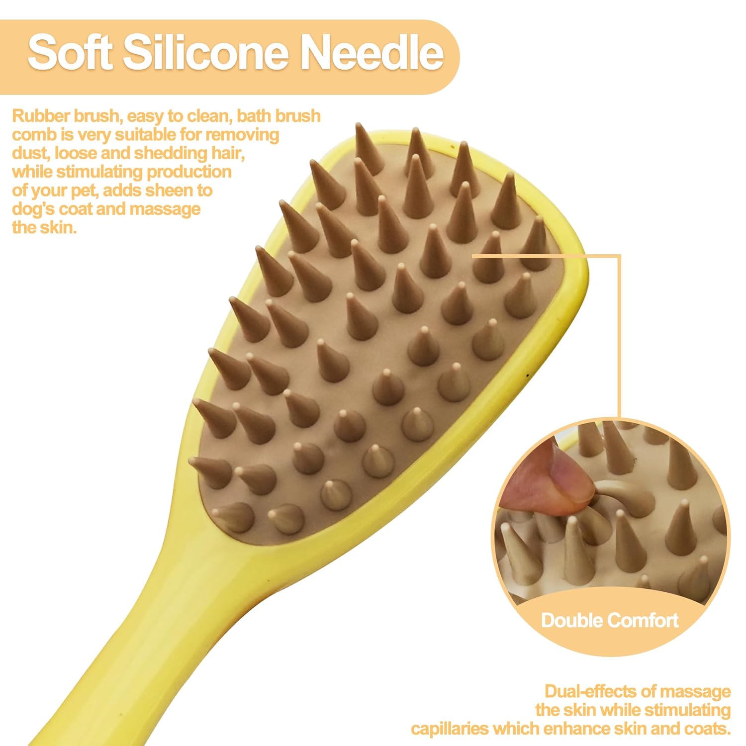 HKM-5972029 Silicone Pet Shampoo Brush for Dogs and Cats - Bathing, Massaging, and Shedding Tool with Comfortable Handle