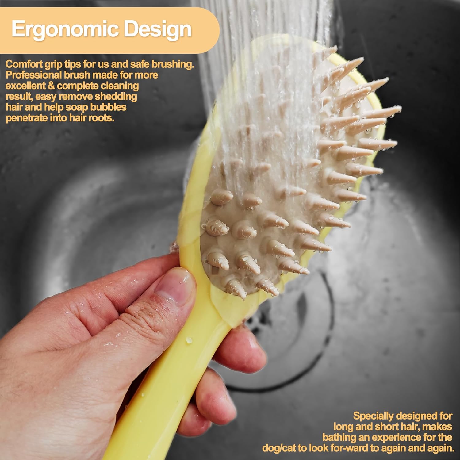 HKM-5972029 Silicone Pet Shampoo Brush for Dogs and Cats - Bathing, Massaging, and Shedding Tool with Comfortable Handle