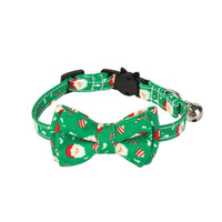 HKM-5972541 Christmas Patterned Bow Tie Dog Collar for Cats, Cloth Material, Size S 28x1.0cm