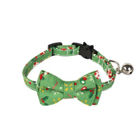 HKM-5972541 Christmas Patterned Bow Tie Dog Collar for Cats, Cloth Material, Size S 28x1.0cm